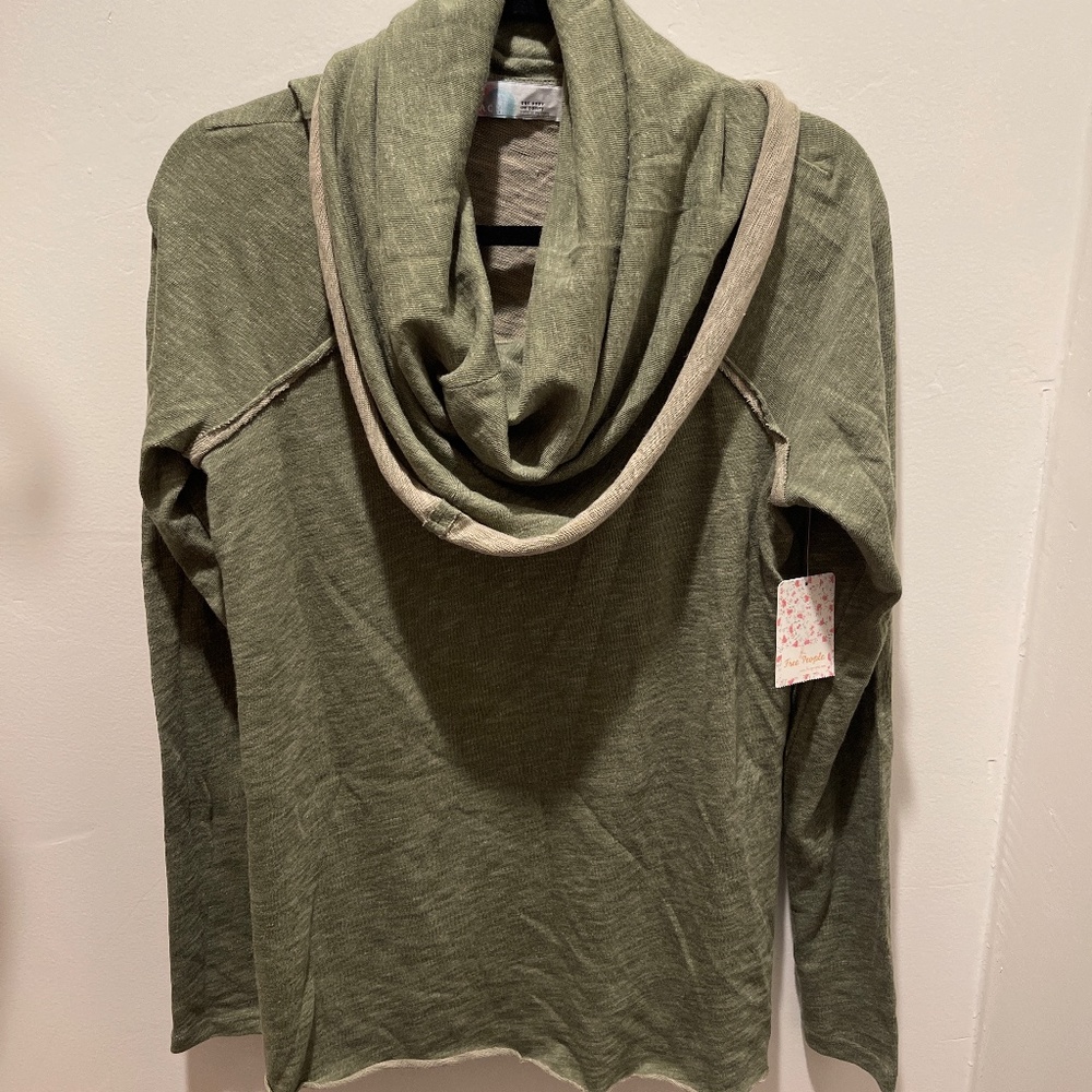 Free People Beach Green Long Sleeve Cocoon Cowl Neck Top